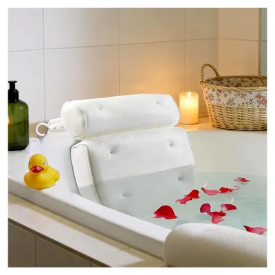 Produktbild von Badewannenkissen für Nacken, Weiches Badekissen mit 6 Saugnäpfen, Atmungsaktives Badekissen für Badewanne, Weiß