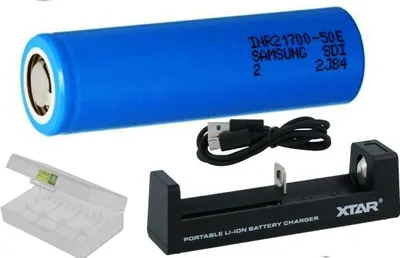 Produktbild von XTAR USB-Ladegerät MC1S Li-Ion + 1 Samsung 5000 mAh 50E Akku 21700 + Box