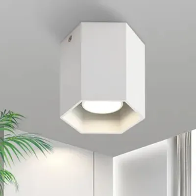 Produktbild von ZMH Deckenleuchte Weiß 1 Flammig  GU10 Deckenspots LED Aufbauspot Deckenstrahler Spots Aufbaustrahler Modern Rund Spotleuchte Aufbauleuchte für Küche Wohnzimmer Esszimmer