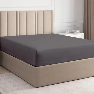 Produktbild von Famanu Spannbettlaken 140x200 cm - Dunkelgrau - und Atmungsaktiv für Matratzen bis 30 cm Höhe