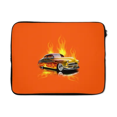 Produktbild von MuchoWow® Laptop Hülle 15 Zoll Auto - Flammen - Orange - Feuer - Vintage Laptoptasche - Laptoptasche - Sleeve - Rundum-Schutz
