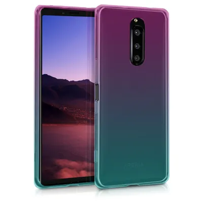 Produktbild von kwmobile Case kompatibel mit Sony Xperia 1 - Hülle Handy - Handyhülle Zwei Farben Pink Blau Transparent