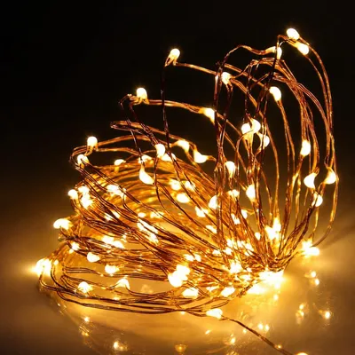 Lichtkette 100 warmweiße LEDs, Kupferdraht, 10 m, batteriebetrieben
