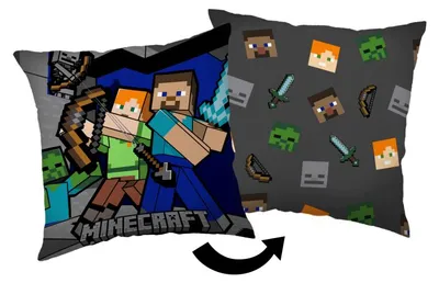 Image de Minecraft - Coussin carré en polaire "Mode Survie" - Multicolore - 40 x 40 cm