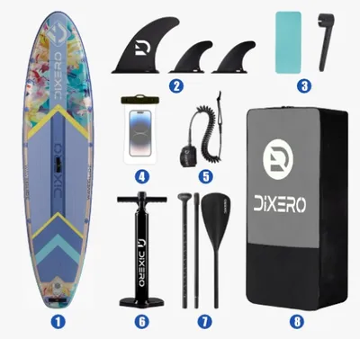 Zdjęcie produktu dla Lebula sup deska pompowana do pływania paddle stand up zestaw 335cm fioletowa w kwiaty