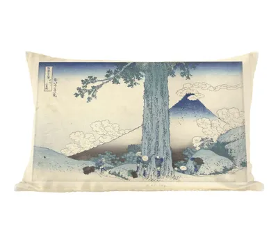 Produktbild von MuchoWow® Zierkissen Sofakissen Wohnzimmer Dekokissen 60x40 cm Mishima-Bergpass in der Provinz Kai - Gemälde von Katsushika Hokusai - Kopfkissen - Polster mit Foto