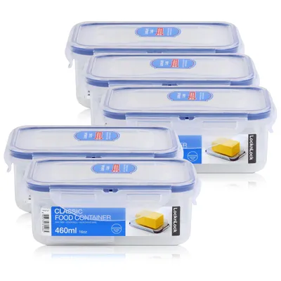 Produktbild von LocknLock Classic HPL814T Frischhaltedose 460ml - Luft & Wasserdicht (5er Pack)