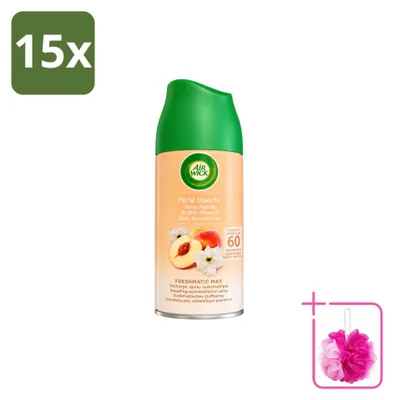 Zdjęcie produktu dla 15 sztuk - Wkład do automatycznego dyfuzora Air Wick Freshmatic - Biały brzoskwiń - 250 ml - Opakowanie ekonomiczne
