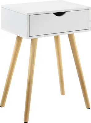Produktbild von [en.casa] Stolik nocny z szufladą biały retro 60x40x30 cm komoda stolik nocny stolik z szufladą szafka nocna komoda nocna półka
