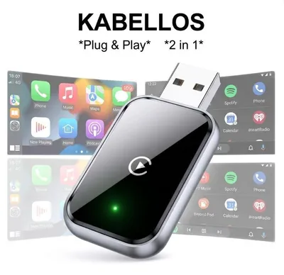 Produktbild von Wireless CarPlay Adapter, 2-in-1 Wireless CarPlay für iOS & Android Auto, verbesserte Konvertiten, kompatibel mit Autos ab 2016, iOS 10+ / Android 11+