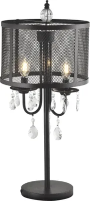 Image de Lampe de table vintage BRESSO noire, 3xE14x12W, métal, dimensions : 68x30x30 cm, IP20, Polux