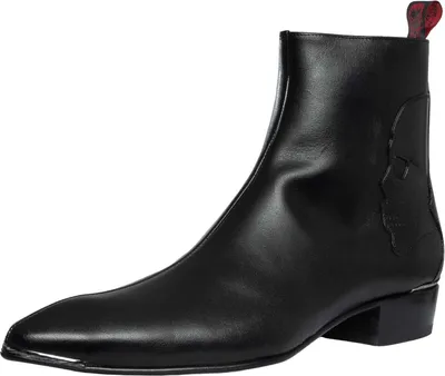 Produktbild von Jeffery West Chelsea Boots aus Leder mit Totenkopf-Reißverschluss, Schwarz 41 EU