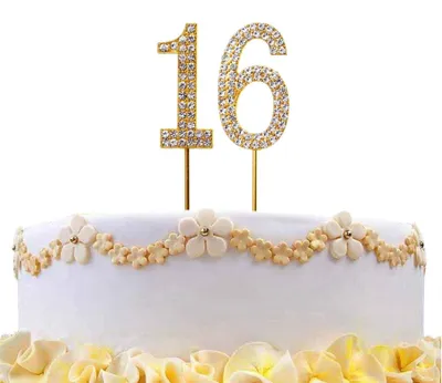 Cake Topper Nummer 16 Gold Diamant Geburtstagsdeko