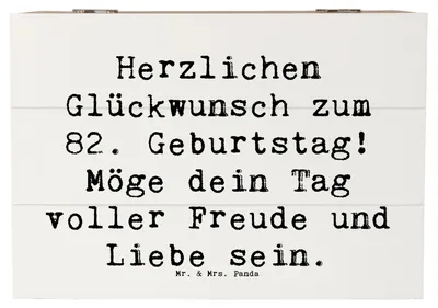 Produktbild von Mr. & Mrs. Panda Geschenkbox Spruch 82. Geburtstag 22 x 15 cm - Weiß - Geschenk, achtzigster zweiter, Box, Happy Birthday, Geschenke, fotobox, besonderer, schatztruhe