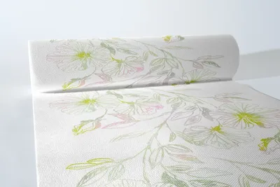 Produktbild von Airlaid Tischläufer Kelani, 40 cm x 24 m , 1 Stück - Mank - Frühling Sommer Floral Blumen