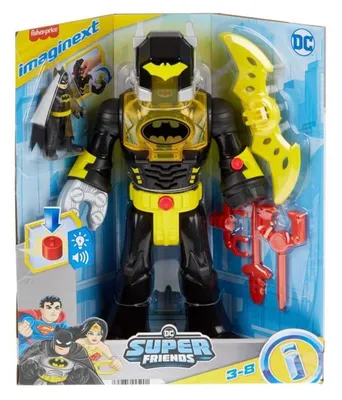 Produktbild von Fisher-Price Imaginext DC Super Friends eingesetzter Batman mit Exo-Anzug als Roboter mit Lichtern und Geräuschen, 6 Teile, 3 Jahr(e), Mehrfarbig, Kunststoff