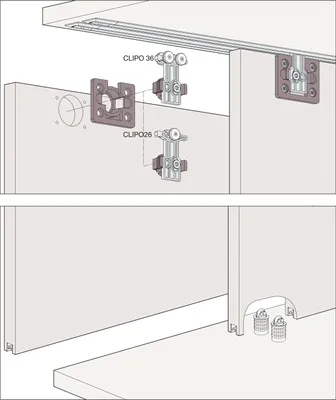 Produktbild von HAWA Clipo 36 H IS Schiebetürbeschlag Innenfront, 2-türig