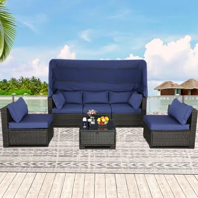 Produktbild von Loungemöbel Blau/Braun 6-teiliges Set