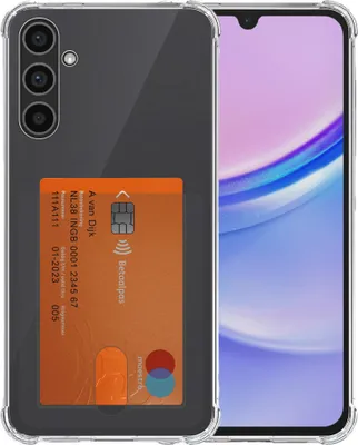 Immagine prodotto di Smartphonica Custodia per telefono adatta a Samsung Galaxy A15 con supporto per schede in silicone traslucido - Custodia trasparente in TPU antiurto con slot per schede
