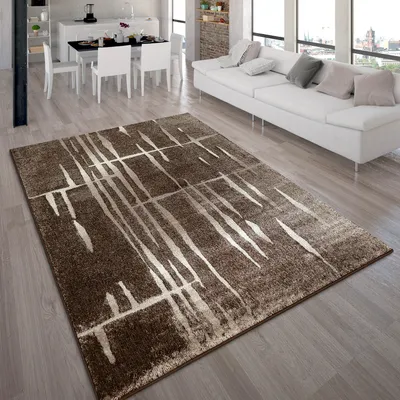 Immagine prodotto di Tappeto di design moderno a pelo corto marrone beige crema screziato Dimensioni 60x100 cm