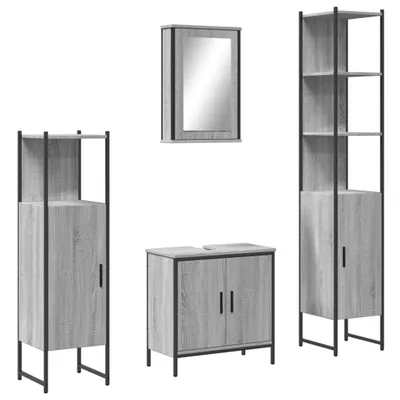 Immagine prodotto di vidaXL Set di mobili da bagno 4 pezzi in legno grigio Sonoma