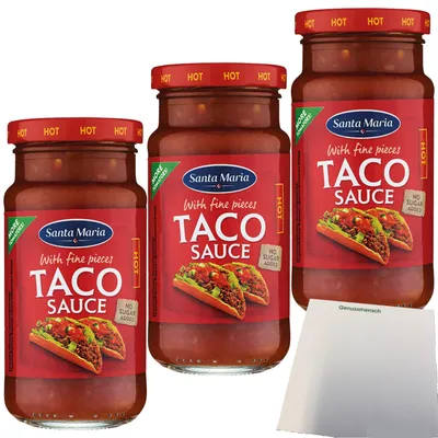 Produktbild von Santa Maria Taco Sauce scharf 3er Pack (3x220g Glas) + usy Block
