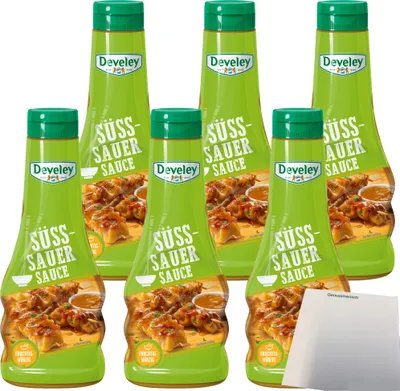 Produktbild von Develey Süß-Sauer Sauce 6er Pack (6x250ml Flasche) + usy Block