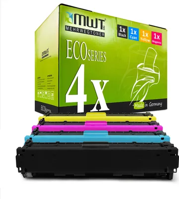 Produktbild von 4 Mehrwegtoner kompatible Lasertoner ersetzt HP CE320A-23A 128A CE321A CE323A CE322A Mehrfarbig