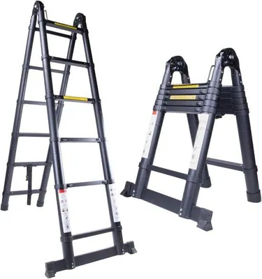 Zdjęcie produktu dla Aluminiowa drabina teleskopowa, wysokość robocza, do użytku prywatnego i profesjonalnego, maks. 150 kg, konstrukcja teleskopowa