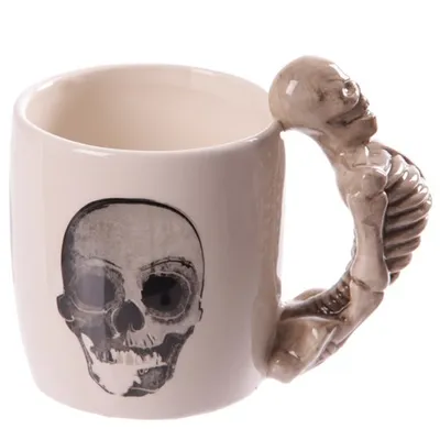Produktbild von Totenkopf Tasse mit Skelett Henkel