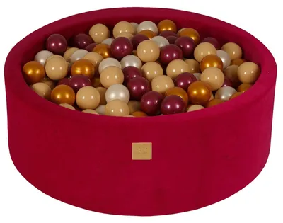 Obrázek produktu pro MeowBaby Magenta kulatý kuličkový bazén 90x30cm, kuličky: Burgundská perleťová/zlatá/bílá perleťová/béžová