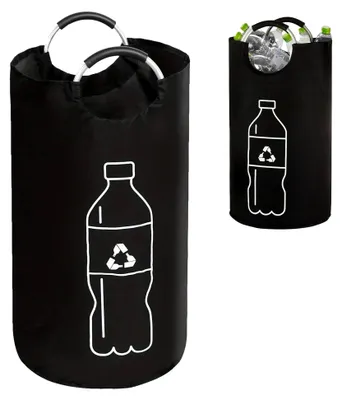 Produktbild von 90L Pfandflaschen Sammelbehälter mit Softgrip Griffen, Faltbarer Flaschensammler für Altglas und Leergut, Flaschensammler für Küche und Abstellraum (Schwarz)