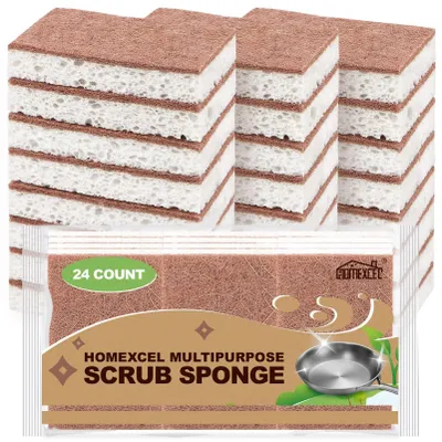 Obrázek produktu pro Omgoods – Přírodní houbičky na mytí nádobí do kuchyně, 24 kusů, nezanechávají škrábance