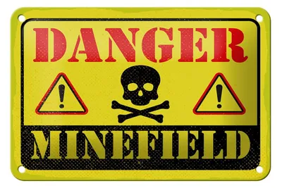 Produktbild von Blechschild Achtung Danger Mine Field Minenfeld 18x12cm Dekoration