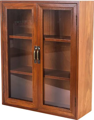 Produktbild von Holzglas Kosmetikschrank, Mehrschichtiger Aufbewahrungsorganizer für Zuhause