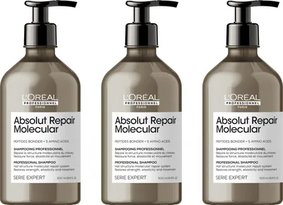 Produktbild von Serie Expert Absolut Repair Molecular Shampoo 3x500 ml