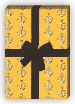 Produktbild von Nautisches Geschenkpapier für liebevolle Geschenke mit Ankern, gelb - G8162, 32 x 48cm