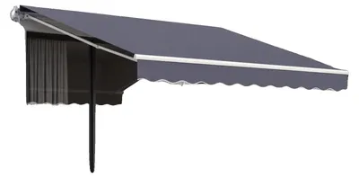 Produktbild von VEVOR Manuelle Ausziehmarkise, 10 x 8 ft Außenpatio-Markise Ausziehbarer Sonnenschutz, Wasserabweisende Polyester-Patiotür-Fenstermarkise Sonnenschutzunterstand mit Kurbelgriff für Garten, Balkon, Dunkelgrau-300x250 cm