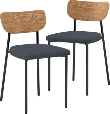 Produktbild von HOMCOM Esszimmerstühle 2er-Set Küchenstuhl mit Rückenlehne, Leinenoptik Grau