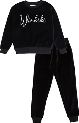 Produktbild von Mädchen-Trainingsanzug Velur Winkiki  - Schwarz - 140