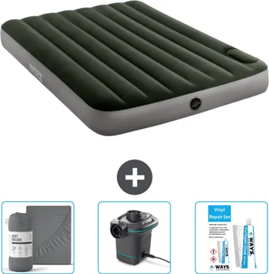 Produktbild von Intex Airbed - Doppelbett - 137 x 191 x 25 cm - Grün - Spannbettuch - Pumpe en Reperaturset