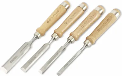 Produktbild von DAYTOOLS Stechbeitel-Satz SBS-4, 4-teilig | Holzbearbeitungsset mit Chrom-Vanadium-Stahlklingen und Holzgriffen | Qualität nach DIN 5139 | Klingenbreiten 8, 13, 18, 24 mm