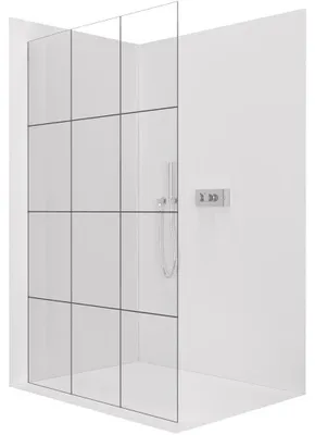 Productafbeelding van CERANO - Douchewand Walk-in Crystal L/P - 8 mm - zonder steunpilaren - chroom, industrieel glas - 150x200 cm