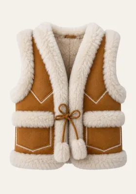 Produktbild von Kinder Lammfellweste - Modell 14 Beige/Creme - Größe: 110
