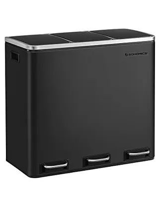 Produktbild von Schwarzer Treteimer mit 3 Behältern, 18L