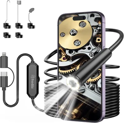 Produktbild von Endoskopkamera mit Licht 5m, 1920P HD Inspektionskamera, IP67 Wasserdicht Endoskop-Kamera Handy mit 8 LED, kein WLAN, Rohrkamera für Android/iOS