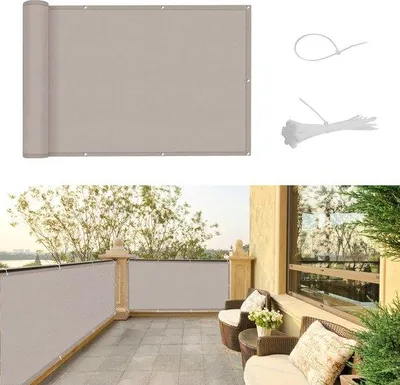Obrázok produktu pre Ochranná clona na balkón s UV ochranou a držiakmi na káble – 75 x 500 cm – hnedá