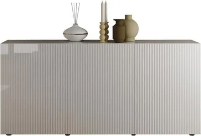 Image de Buffet - RICCIONE - Blanc laqué brillant - 3 portes - 191 x 42 x 84 cm