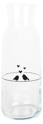 Imagen del producto de Jarra Clayre & Eef, 1000 ml, de vidrio transparente, con diseño de pájaros