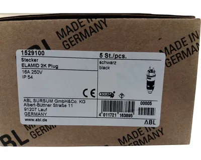 Produktbild von ABL Professional Stecker 100000068 schwarz mit schwarz gummierter Grifffl.
